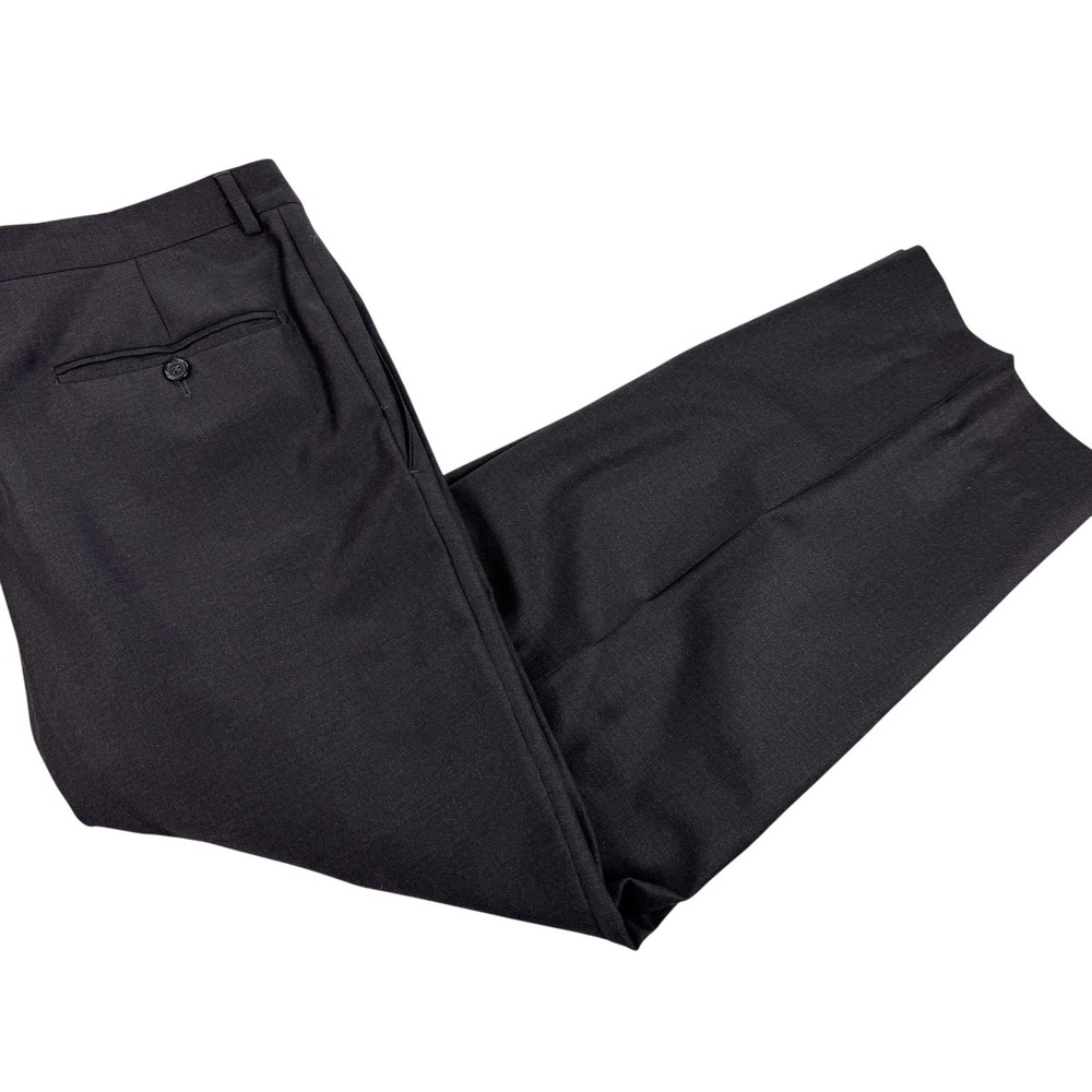 Santorelli Luxury Serge Dress Pants Mens 40x27 Gray Wool Pleated Classic Italy